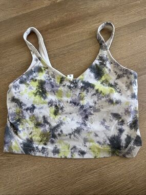 Lululemon Aline Tie-Dye V-Neck Cropped Tank Top in Yellow and Gray
